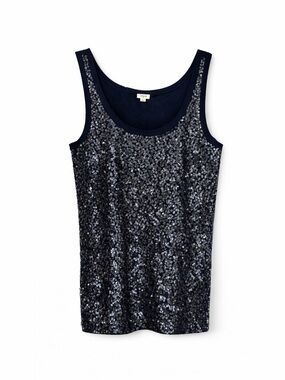J CREW Blue Sequin Top Sleeveless Evening Top 100% cotton